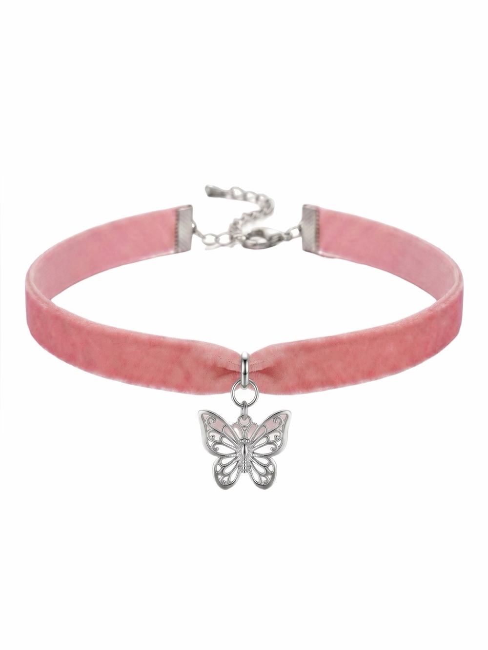 NWT Urban Outfitters Pink Velvet Gold butterfly pendant choker necklace